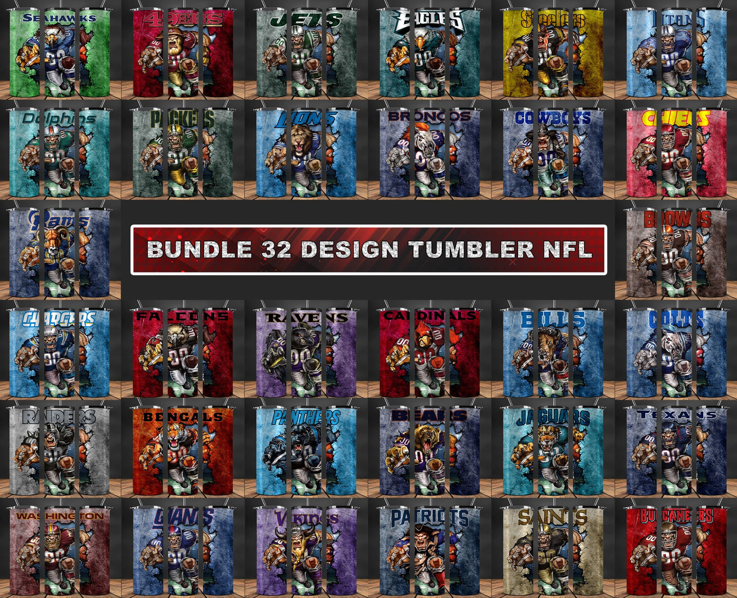 32 Nfl Tumbler Wrap Bundle - Designerpick